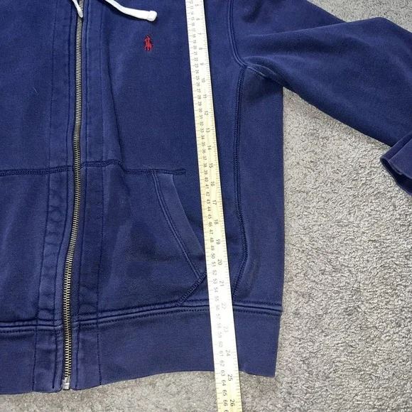 VTG Polo Ralph Lauren Men's Heavyweight Full-Zip Hoodie Thermal Hood Navy Large - Picture 4 of 6